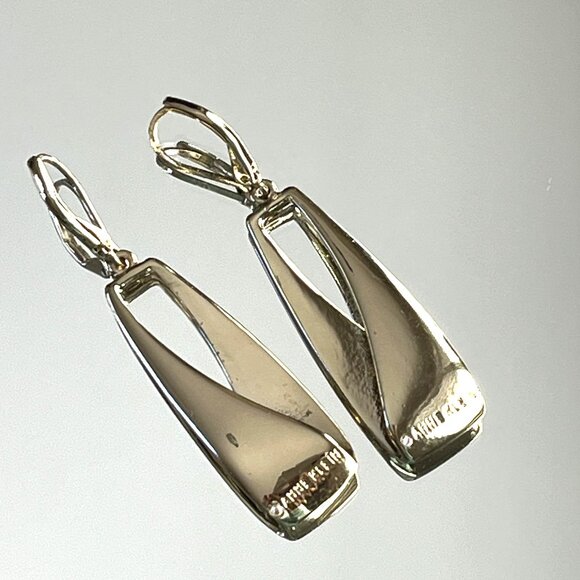 Vintage Anne Klein Folded Gold Drop Earrings - Picture 1 of 3